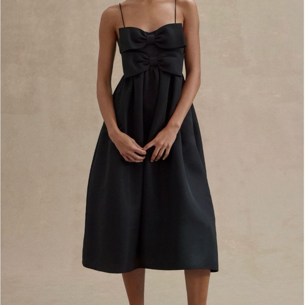 Anthropologie taffeta double bow dress